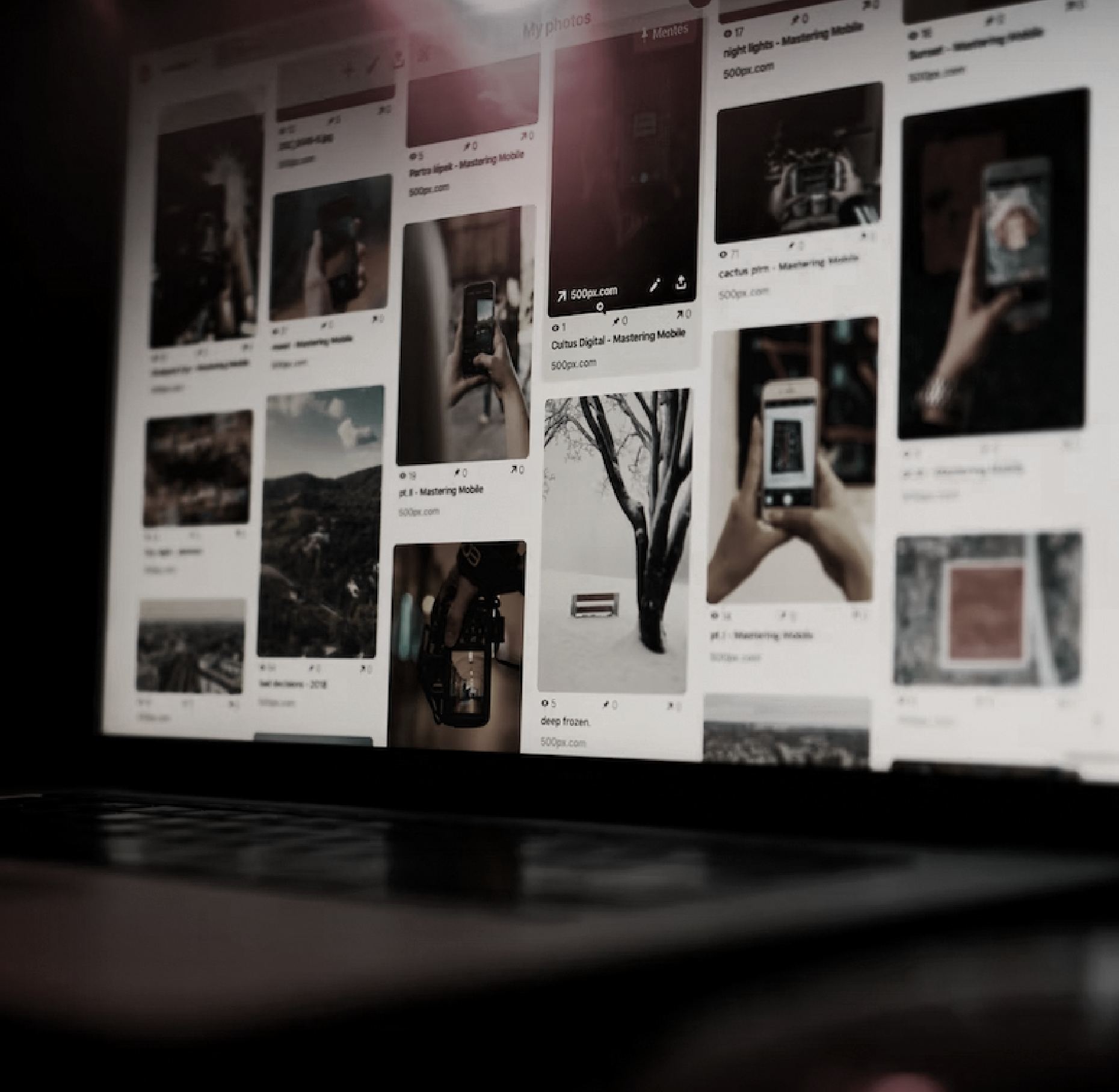 laptop with photos open